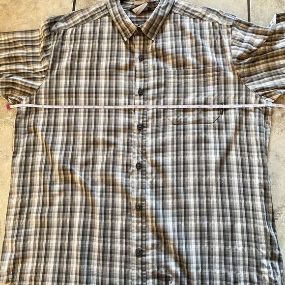 Columbia Sportswear Mens Button Up Short Sleeve Shirt Beige Plaid Large - Picture 3 of 7